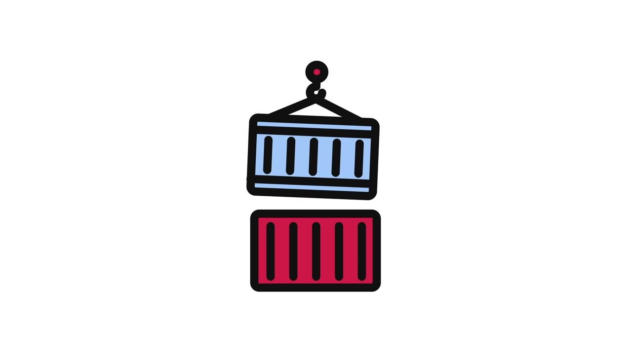 Animated Icon of Shipping Containers Being Lifted and Stacked