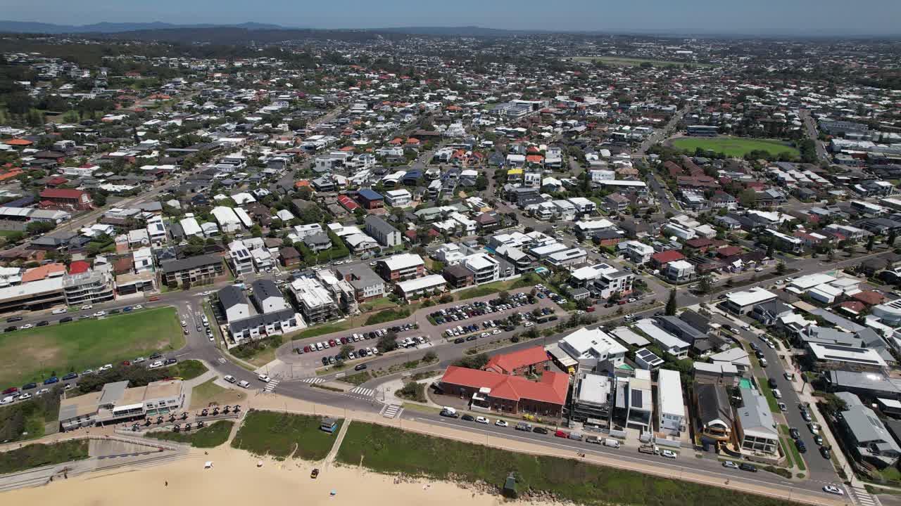 Merewether Suburb Of Newcastle, New South Wales, Australia. Merewether Beach Revealed. aerial pullback shot