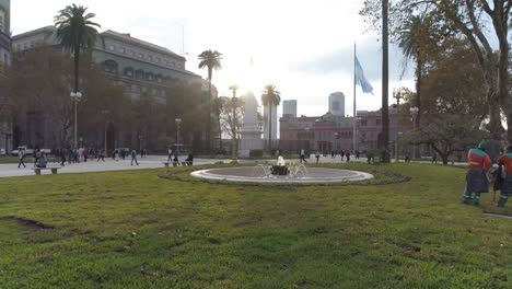 escena aérea de drones de la plaza de mayo y la casa rosada