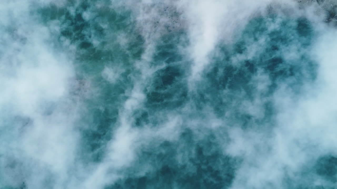 Top View Of Thermal Lake And Steam In Kuirau Park, Rotorua, New Zealand - drone shot