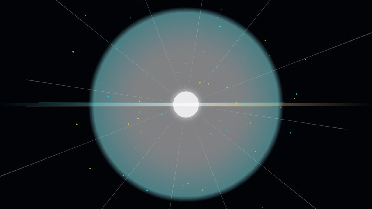 Impulso di luce brillante astratto con effetti particellari
