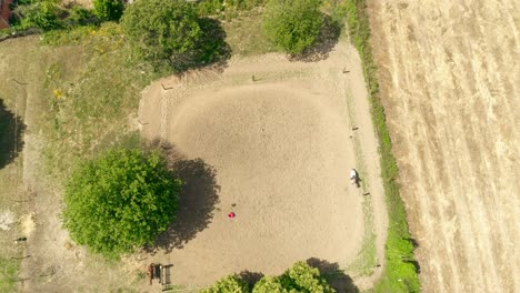 training hobby during the holidays horseback riding at the farm equestrian club a young family rides