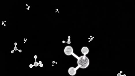 animation of molecules moving on black background