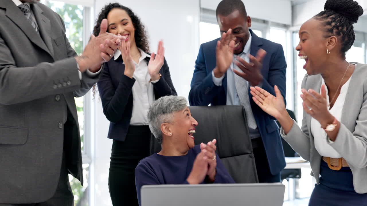Happy business people, winning
