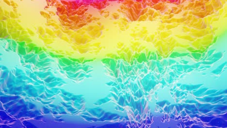 hermosa superficie abstracta en 3d con chispas de brillo, ondas extrudidas o desplazadas se transforman en bucle. gradiente de arco iris, material mate suave como la dulzura de la morfología o la mermelada con un ligero resplandor interno.