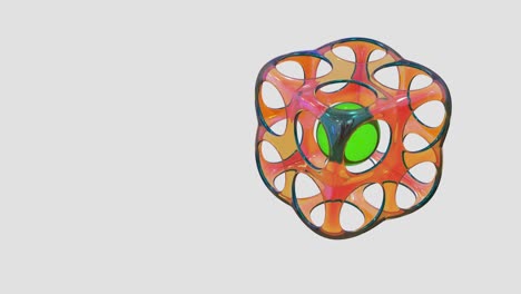 three-dimensional animated shape with vibrant glass colors for presentation background with copy space