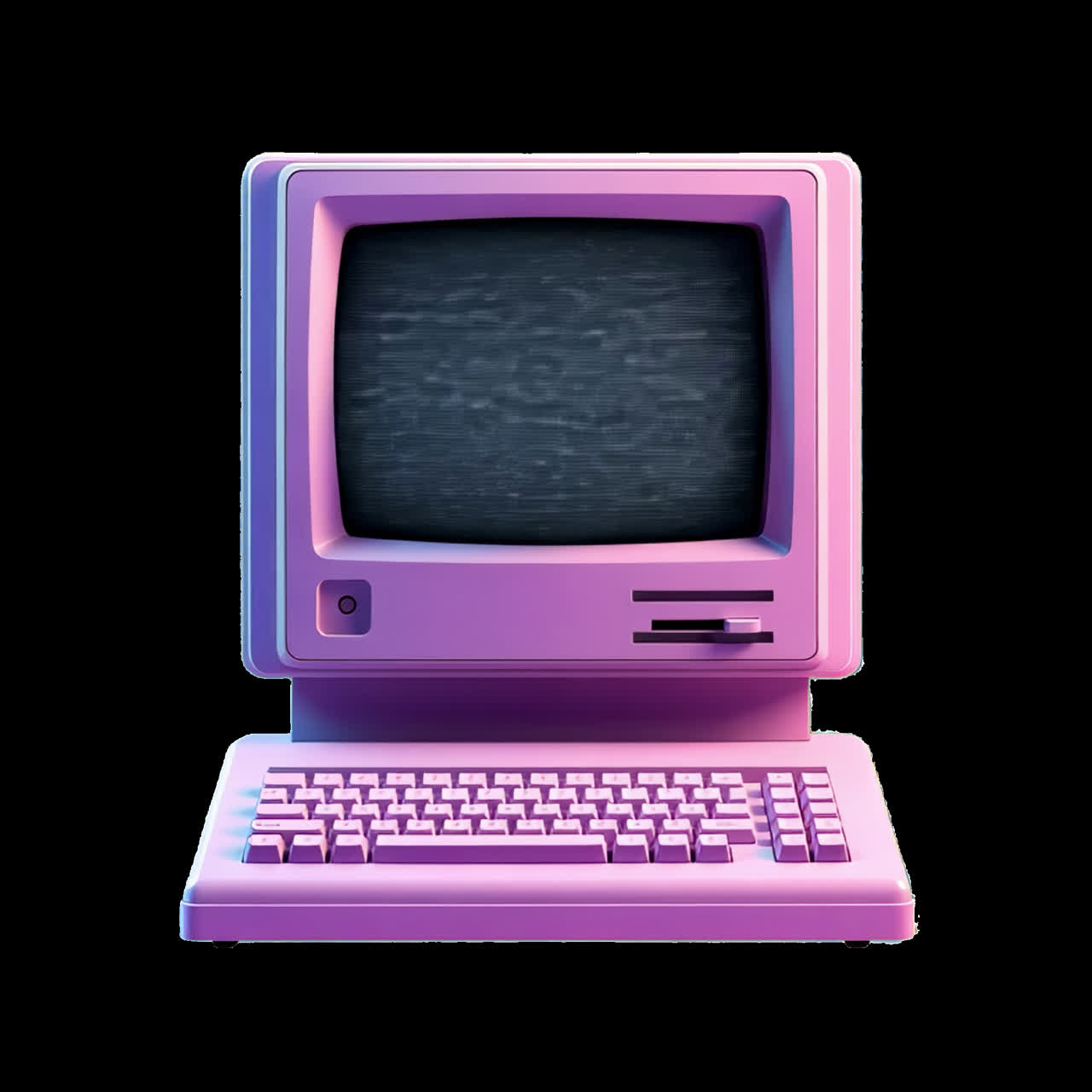 Retro pink computer design animation isolated asset, transparent 4K video, alpha channel, ProRes