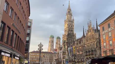 Munich-Marienplatz-Frauenkirche-German-City-aerial-of-Marys-square