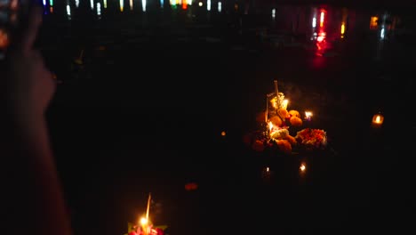 loy krathong festival at night