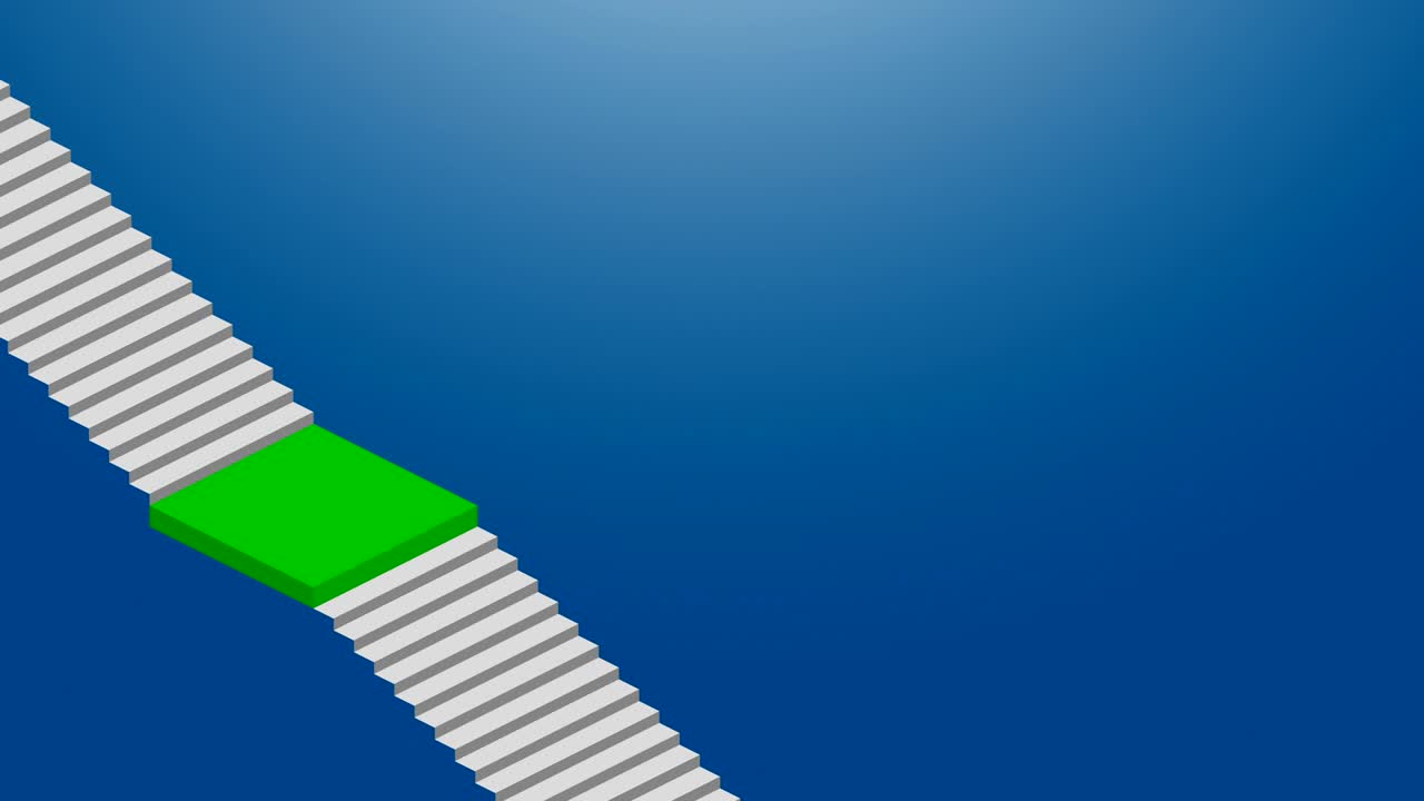 presentación escalera de éxito empresarial paso a paso en bucle en fondo de gradiente azul, animación 4k