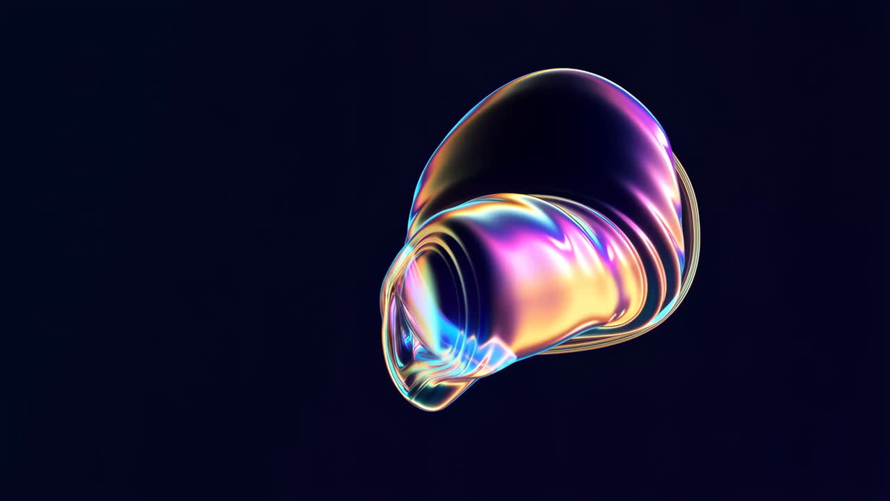 Abstract Iridescent Fluid Shape on Dark Background