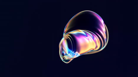 abstract iridescent fluid shape on dark background