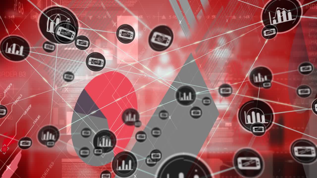 Animasjon av nettverk av tilkoblinger over data behandling