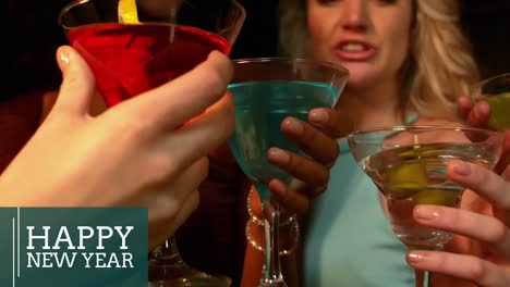 women toasting martini glasses on new year eve 4k