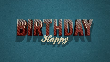 retro happy birthday text on blue vintage texture in 80s style