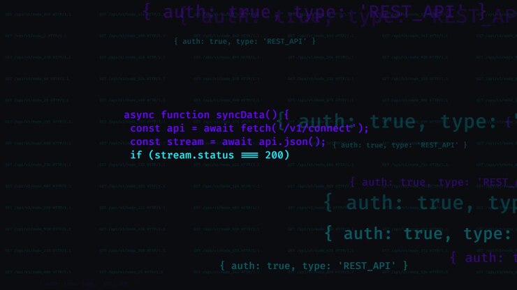 Sviluppatore software che scrive codice JavaScript per la connessione API
