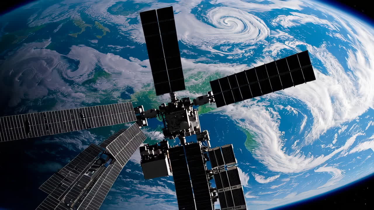 estación espacial en órbita alrededor de la tierra