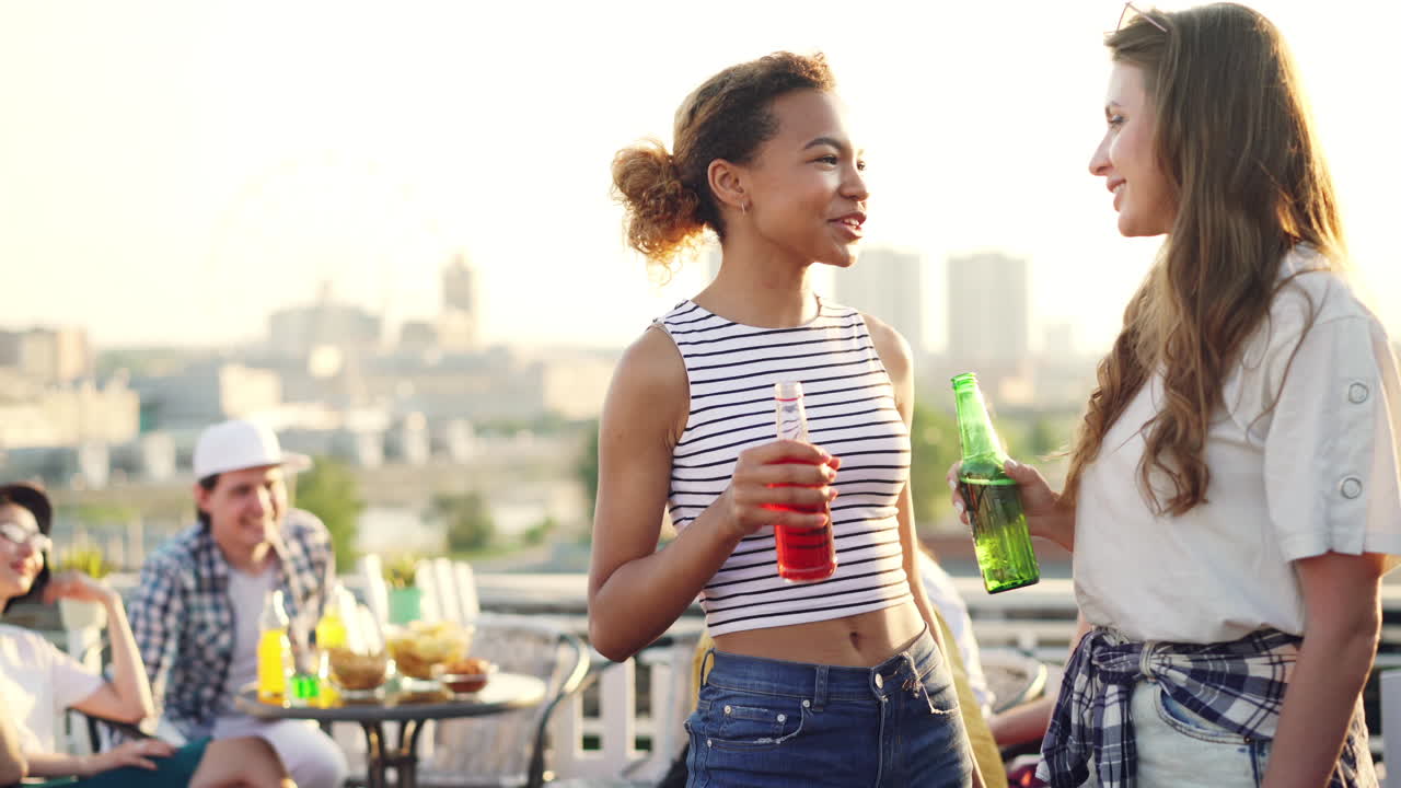 Friends Enjoying a Rooftop Party