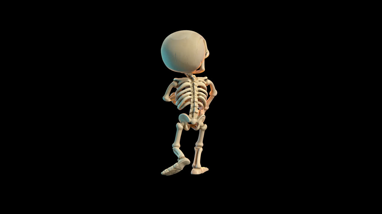 Funny Cartoon Skeleton Dancing and Walking
