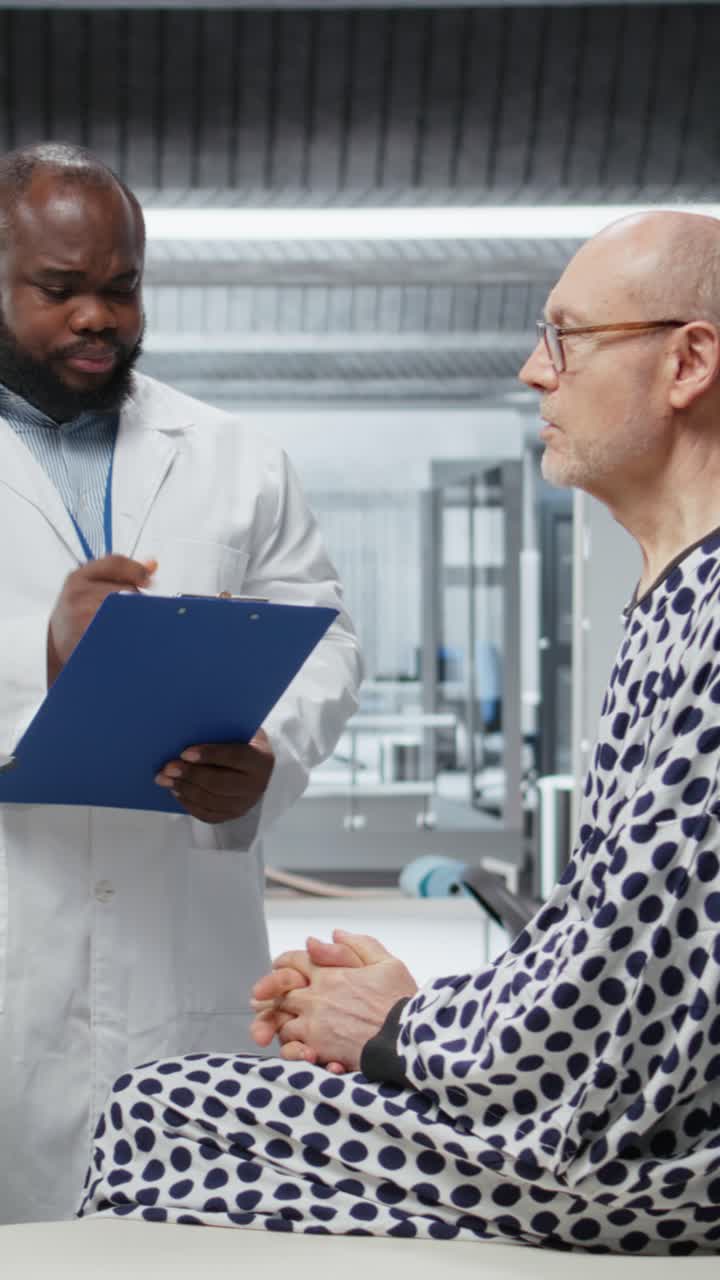 Vertical Video Clinical scientists observing patient reactions during a new drug trial