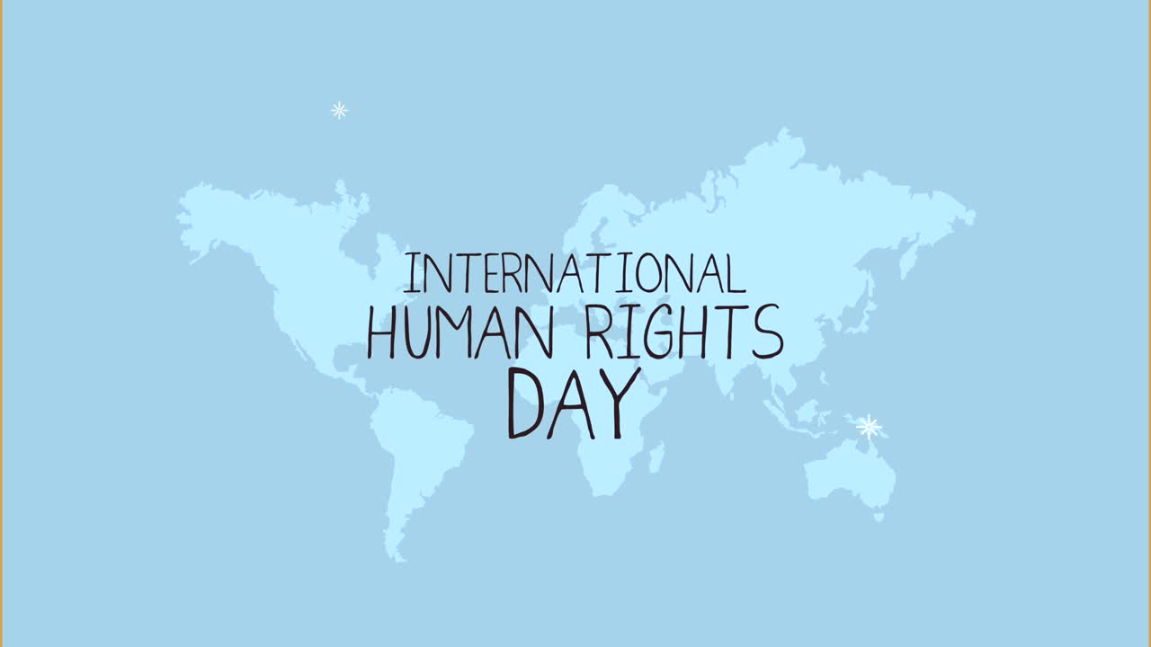 human rights lettering in world maps animation
