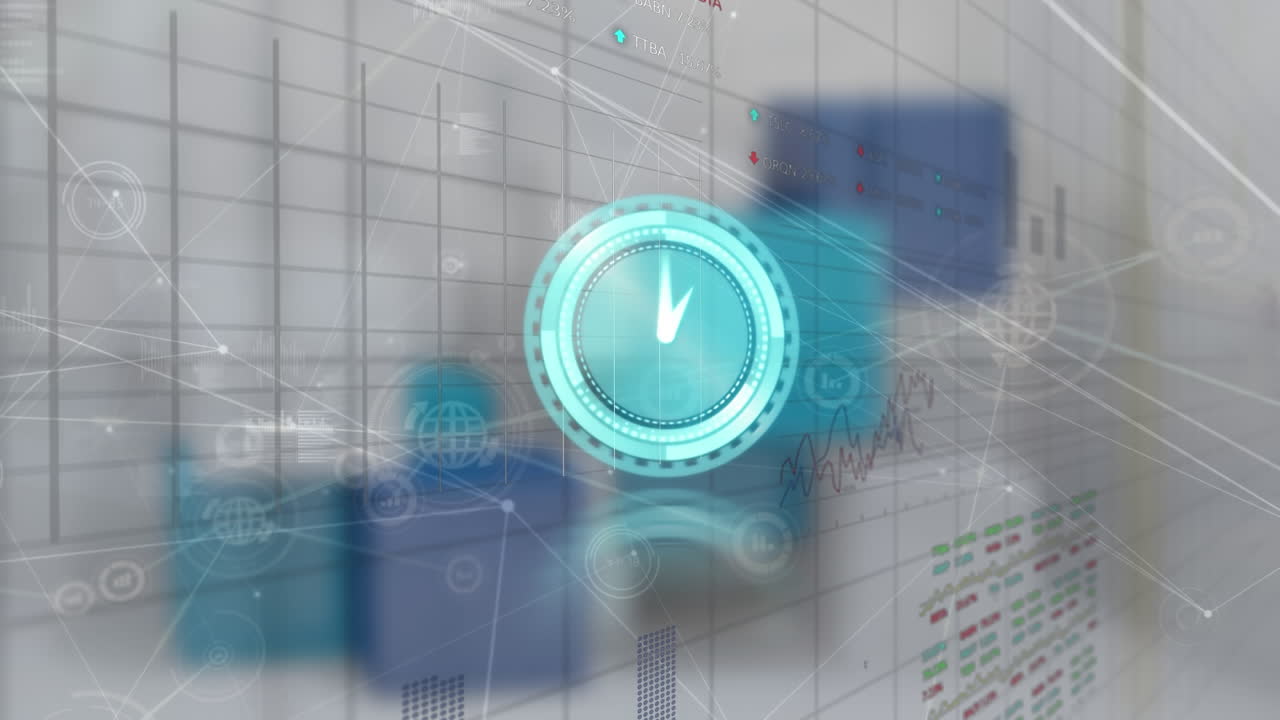 animación del reloj y el procesamiento de datos en pantalla.