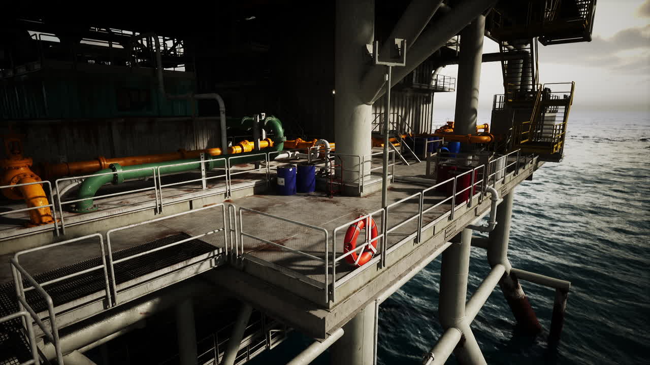 vieja plataforma de perforación petrolera en el océano