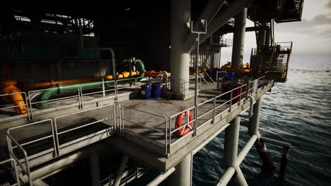 old oil rig platform in the ocean