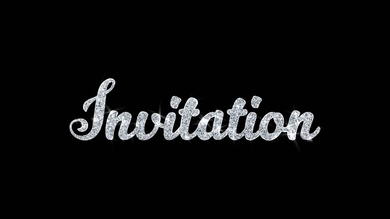 Glittering Invitation Text on Black Background
