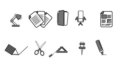 Illustration-of-office-icon-set