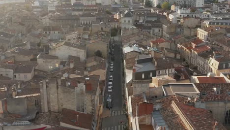 Above-Bordeaux,-France-Rooftops-Aerial-Birds-Eye-View-in-Golden-Hour-sunset-light