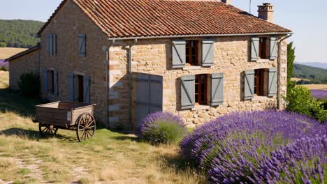 charming stone farmhouse in a lavender field