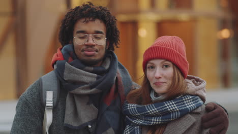 couple portrait in winter city