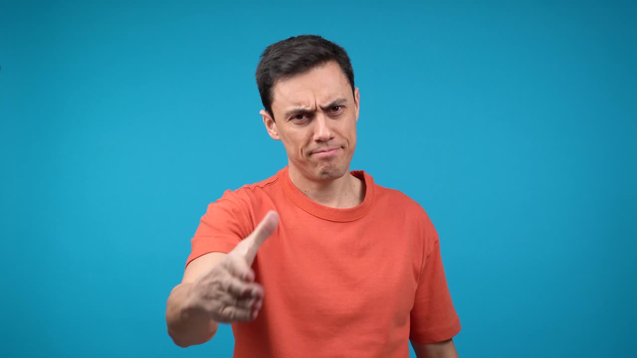 Man showing various hand gestures and expressions of refusal or questioning