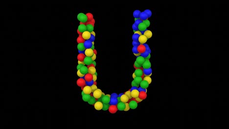 toy ball animation themed font  letter u