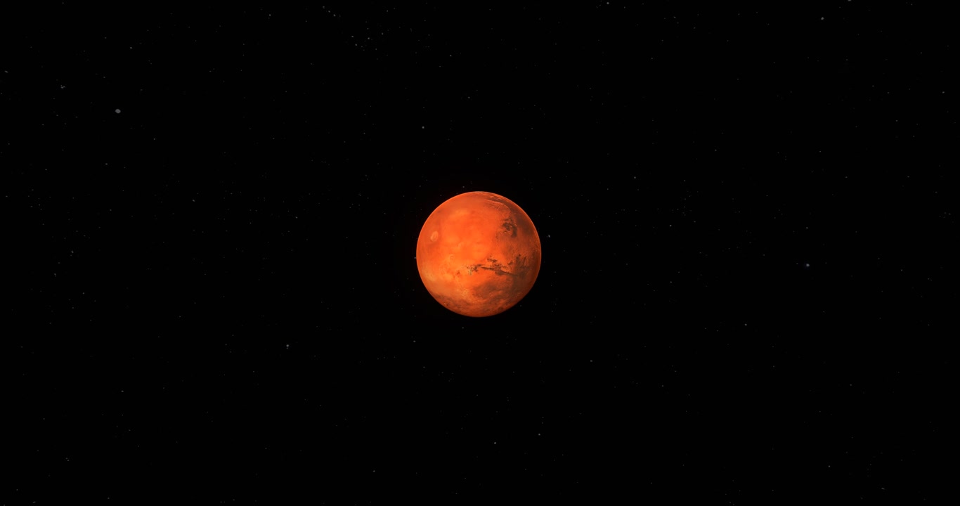 Zoom in to spinning red mars futuristic barren textured terrain planet