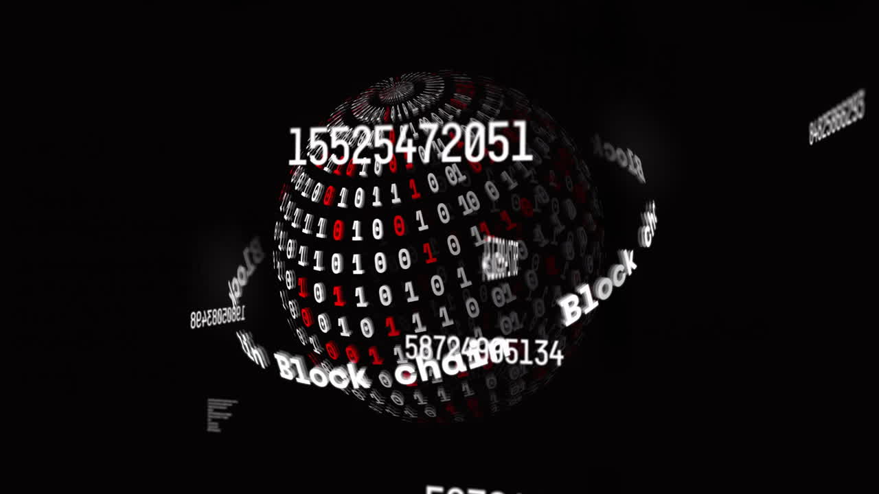 animación del globo de codificación binaria y procesamiento de datos