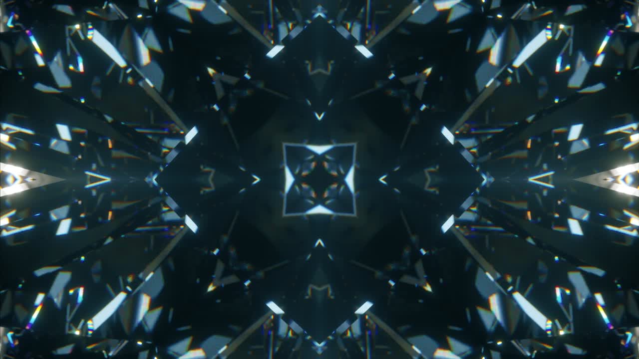 блестящий абстрактный вращающийся алмазный макрофон с эффектом калейдоскопа. бесперебойная петля 4k cg 3d анимация