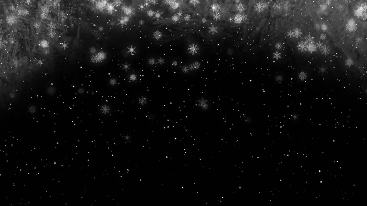 검은 바탕 위에 내리는 눈의 애니메이션