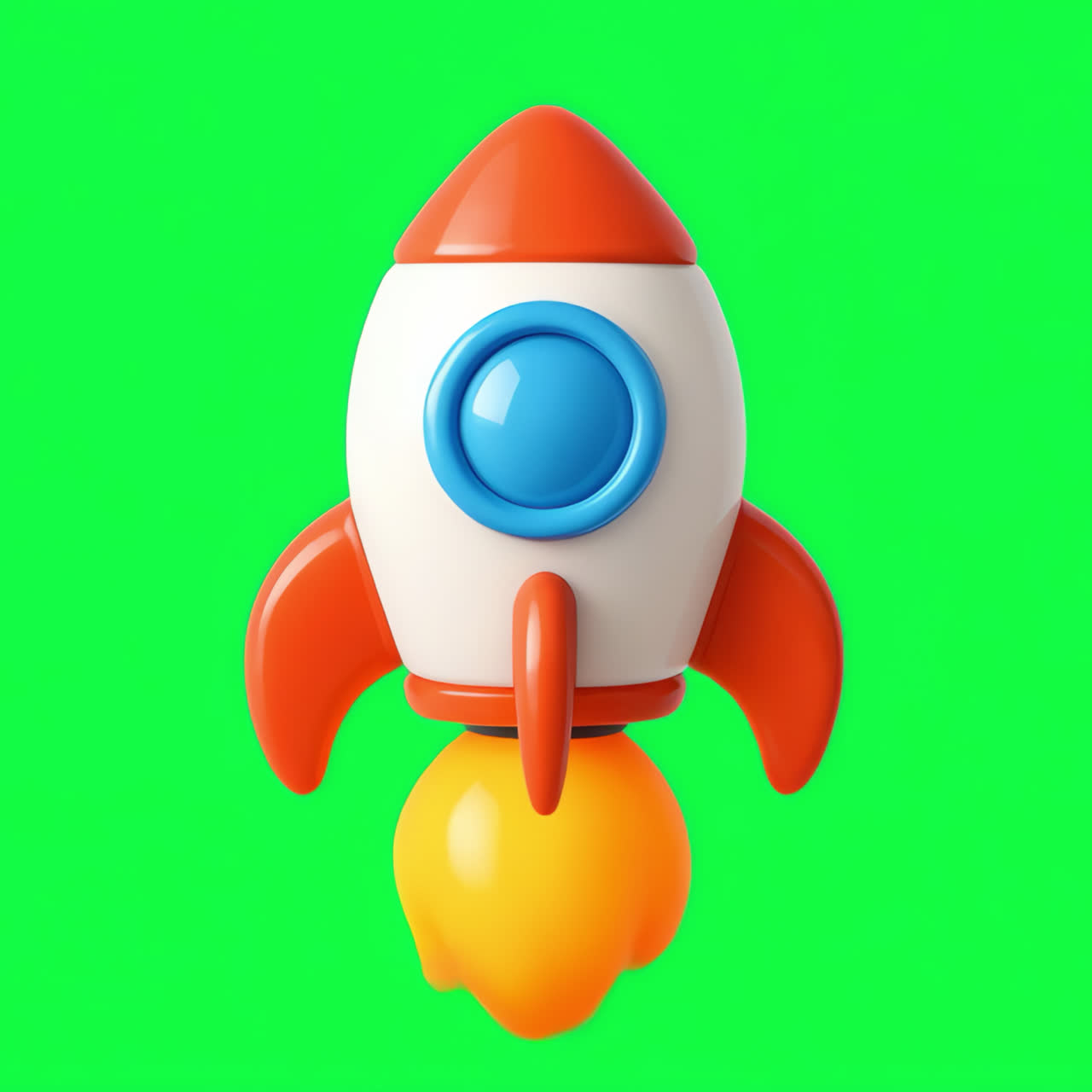 Colorful toy rocket illustration animation isolated asset, transparent 4K video, alpha channel
