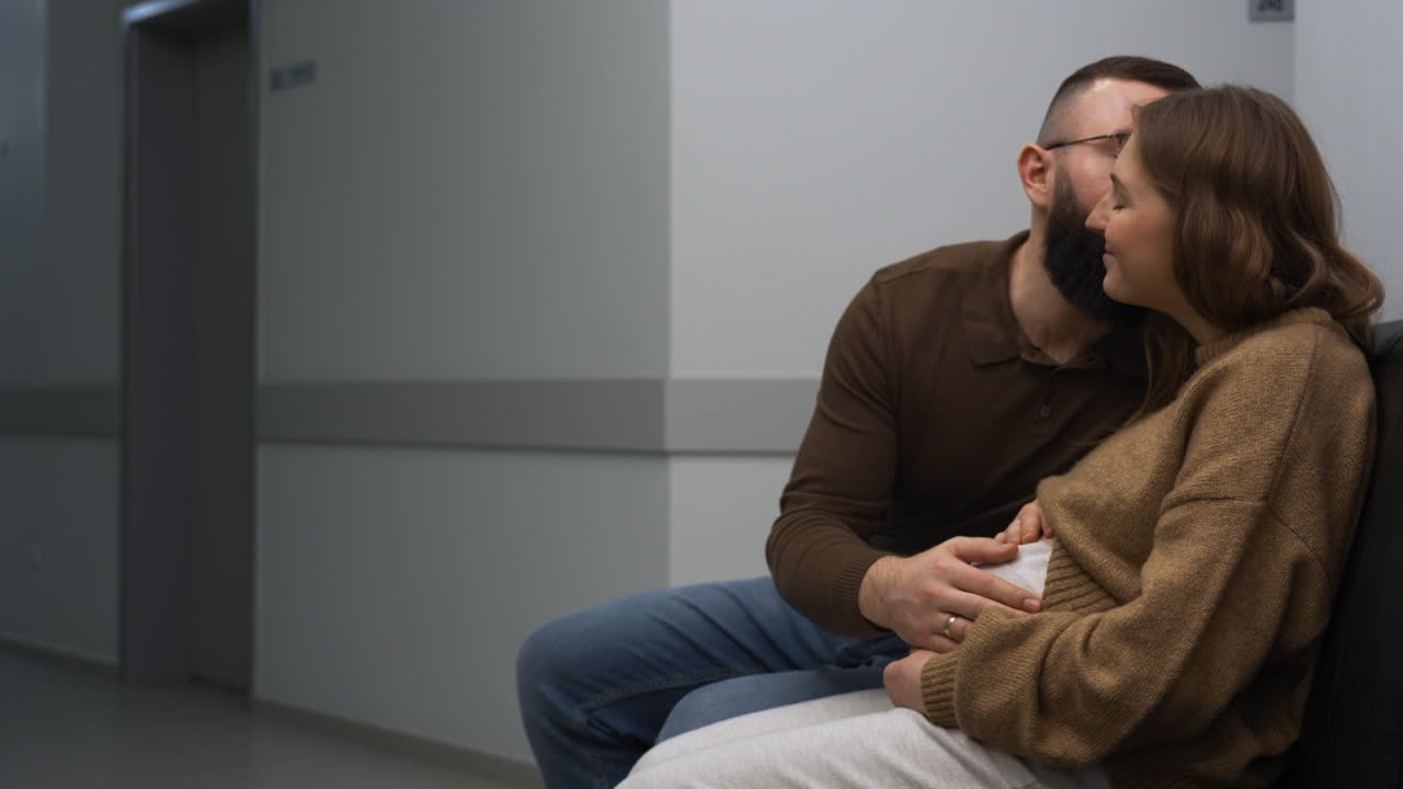 Lovely couple at waiting room