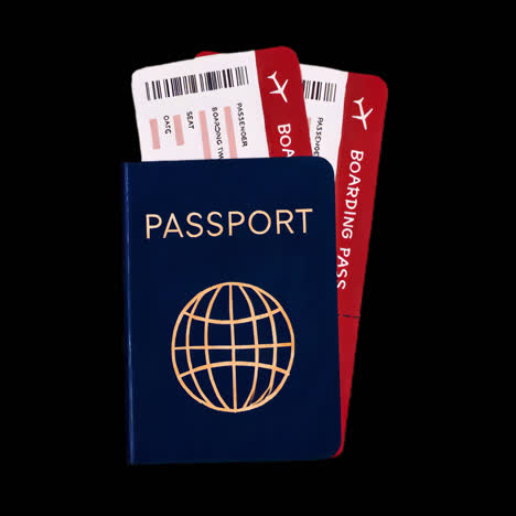 Travel essentials: passport, tickets animation isolated asset, transparent 4K video, alpha channel