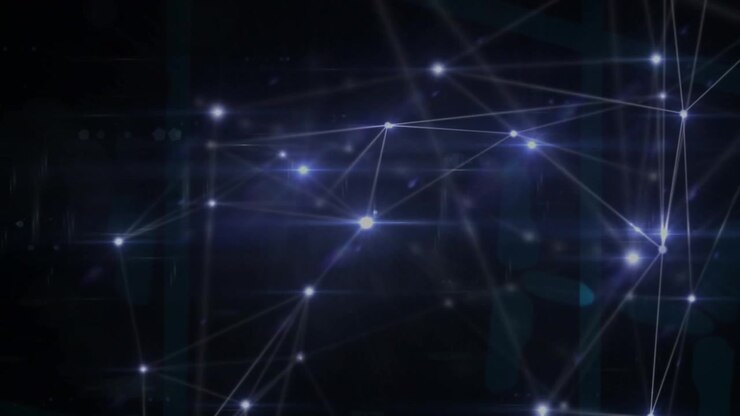 Animation of glowing blue network of connections against black background