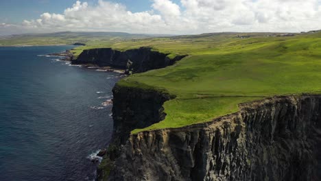 Cliffs-of-Moher-steep-precipice,-Ireland-tourist-destination,-aerial-view