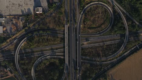 aerial view from drone of expressway road multi lenses, mittraphap road, nakhon ratchasima, thailand. zoom out.