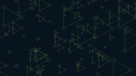 geometric triangles formed by interconnected smaller triangles on black background, some with green lines