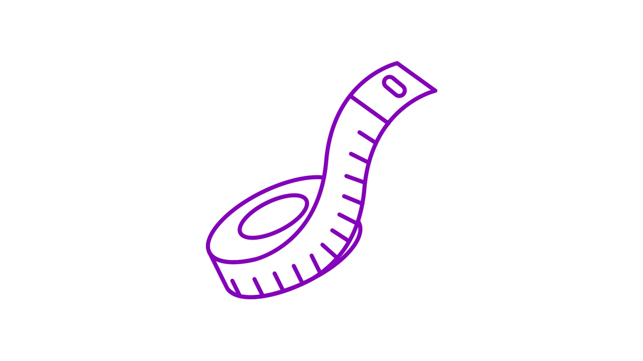 Animazione in line art di un'icona di metro a nastro viola
