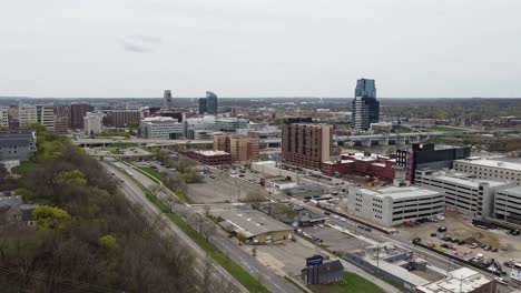 Grand-Rapids-Michigan-downtown-aerial-drone-footage-buildings-cityscape