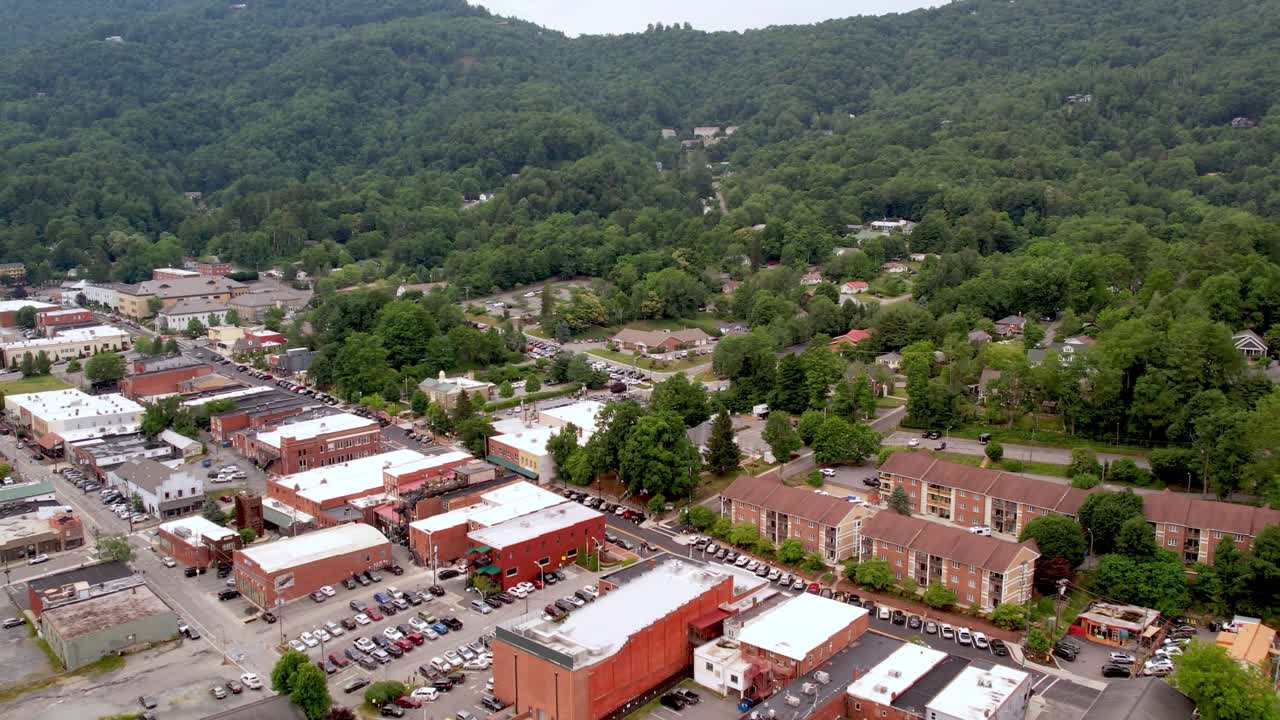 aerial pullout over town of boone nc, north carolina