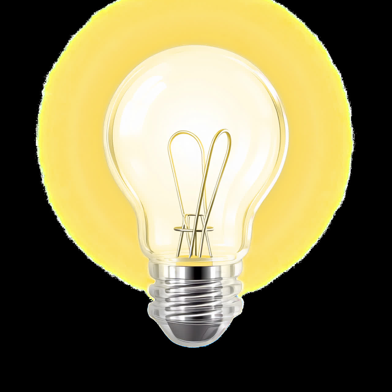 Risorsa isolata di animazione concettuale di innovazione con lampadina trasparente, video 4K trasparente, alpha
